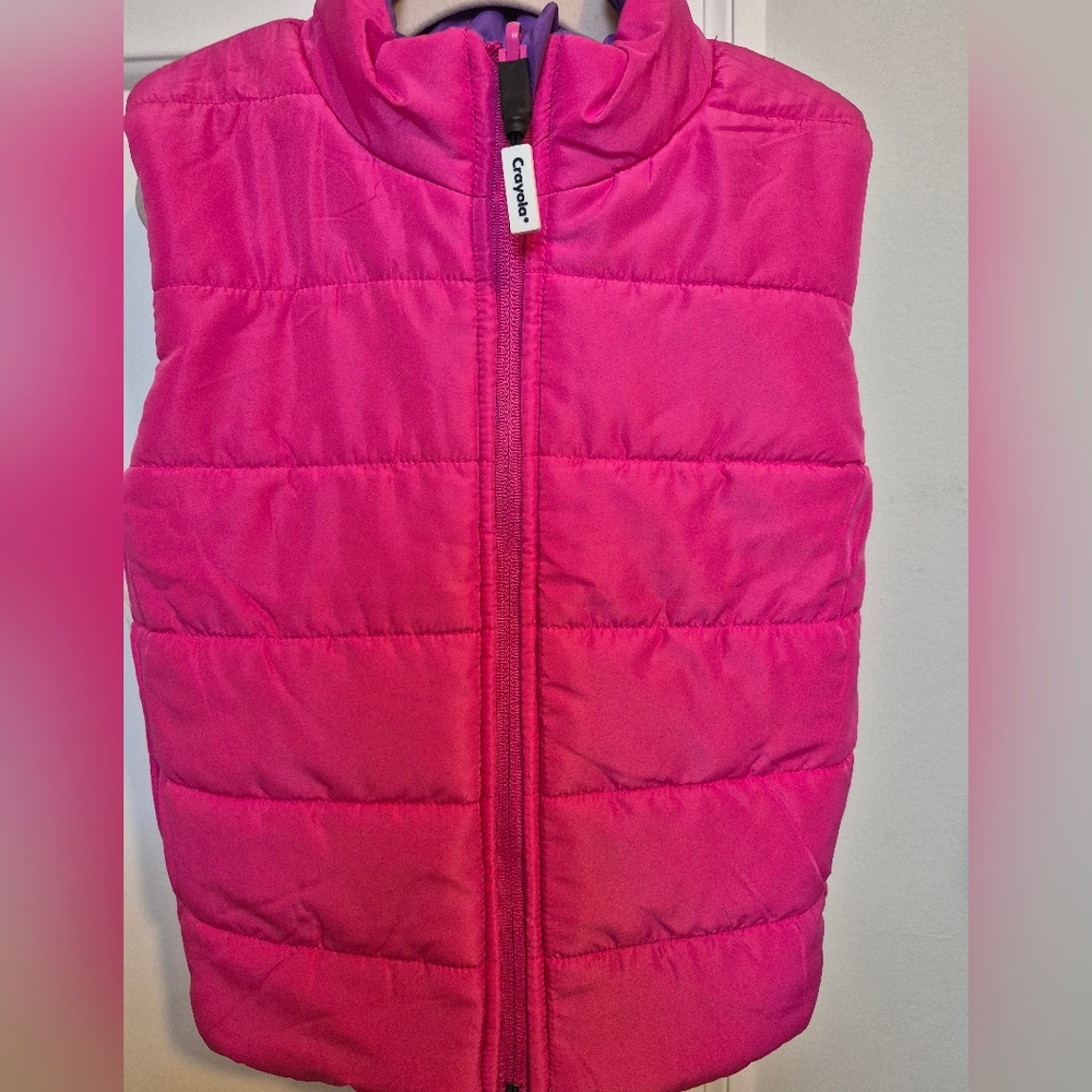 CRAYOLA Special Edition Pink and Purple Quilted Reversible Puffer Kids Vest
